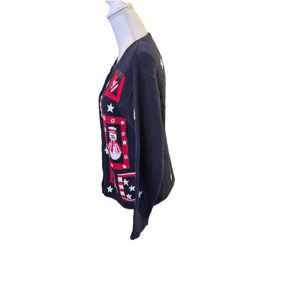 The Quacker Factory Embroidered Patriotic Snowmen Sweater Cardigan Size M a27 - Picture 3 of 10